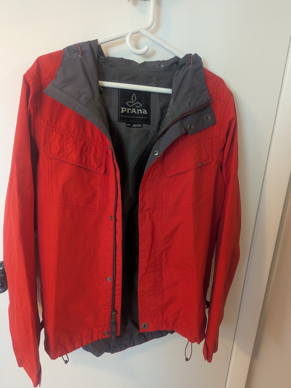 Prana Men's Red Jacket with Gray Trim
